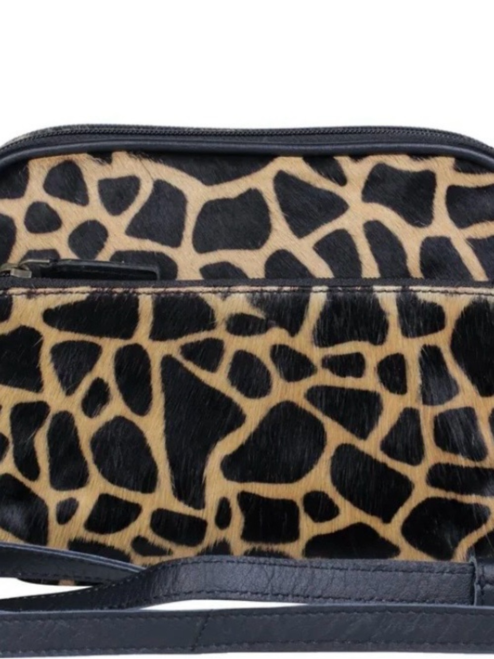 Myra Bag Leopard Haircalf Messenger - Black & Tan